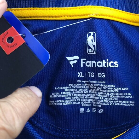 NWT Golden State Warriors Fanatics Men Polo Shirt Size XL Basketball Jersey Blue - Picture 3 of 11